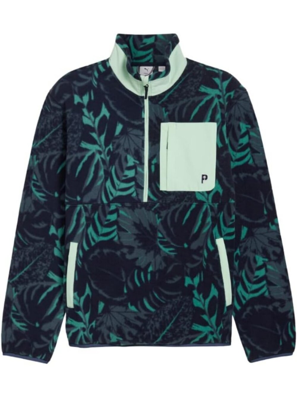 Cozy Men's Soft Performance Half Zip Fleece Pullover with Palm Tree Design